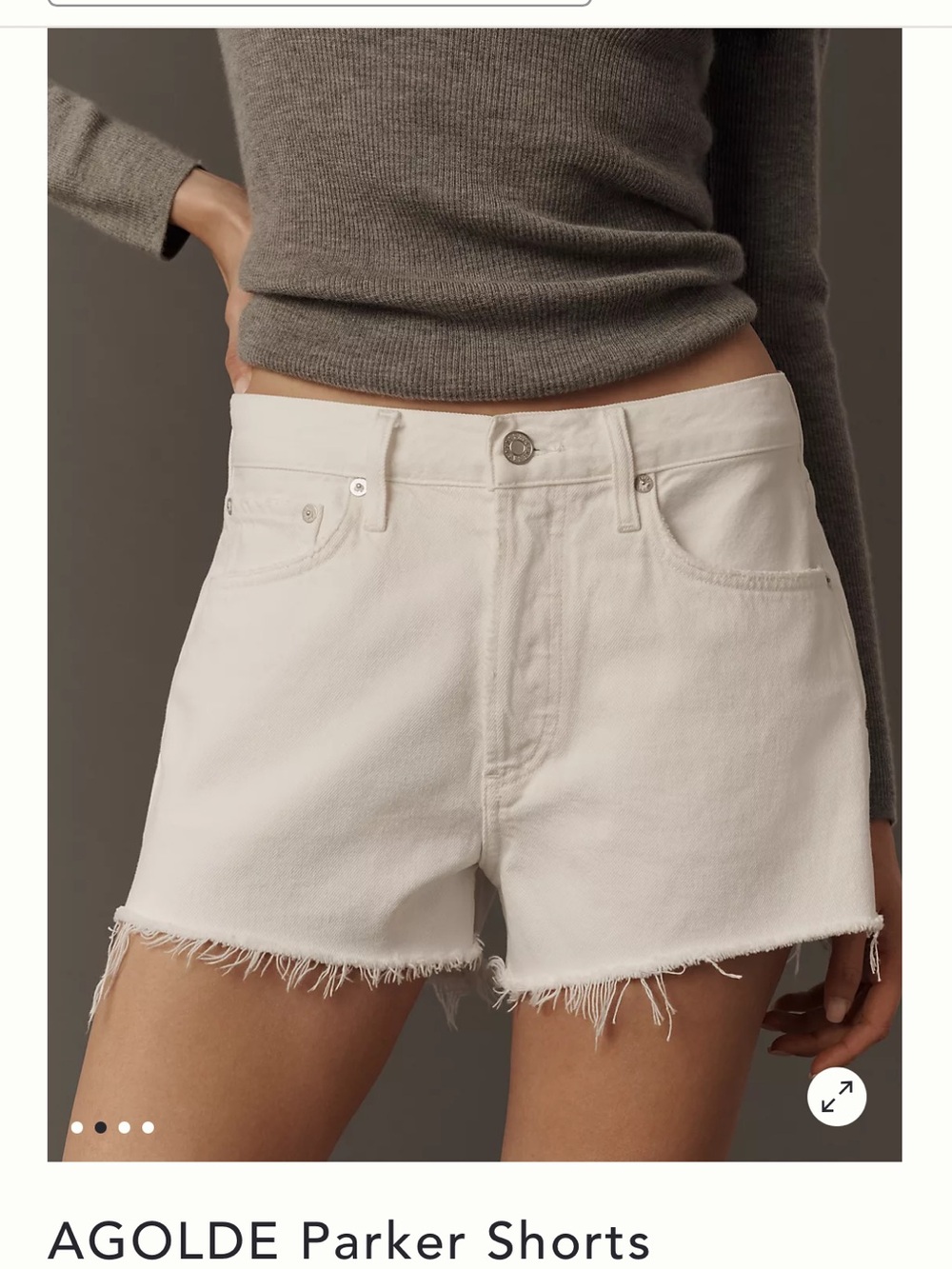Agolde Cream Raw-Hem High-Rise Denim Shorts in marshmallow
